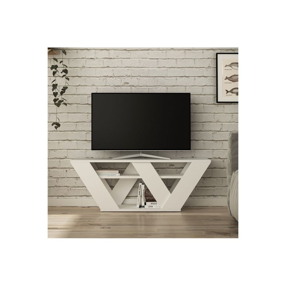 Mueble de TV Moderno con Estantes en Color Blanco 110x30x40 cm - Soporte de TV Elegante para Salón