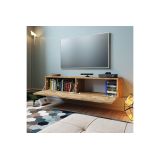 Mueble TV para Pared Color Roble 140x31.5x29.5 cm - 2 Puertas Estilo Moderno.