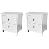 Mesitas - Mesillas de Noche dormitorio de 2 Cajones Color Blanco, pack 2 unidades (SALDO)