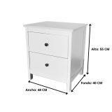 Mesitas - Mesillas de Noche dormitorio de 2 Cajones Color Blanco, pack 2 unidades (SALDO)