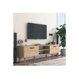 Mueble de TV en Roble con 2 Cajones y Estantes - 180x35x48.5 cm con Patas de Madera.
