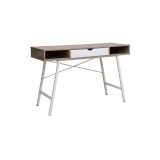 Mesa de Estudio y Trabajo con Cajones, Blanco y Roble, 120x48x76cm, Patas Metálicas - Moderna y Duradera