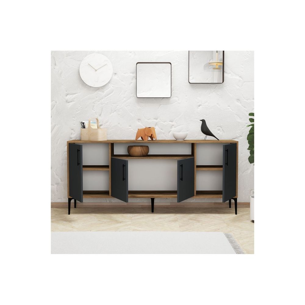 Buffet de Melamina Sonoma Oscuro-Negro