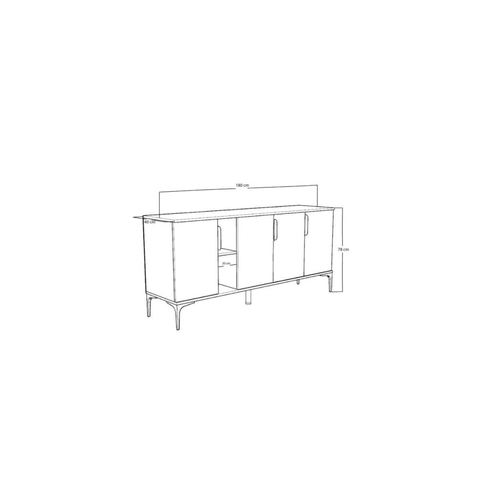 Buffet en Melamina Gris Oscuro y Roble, 180x40x78 cm, Diseño Moderno y Duradero