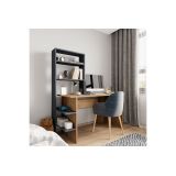 Mesa de Estudio-Librería en Melamina Roble-Gris Oscuro