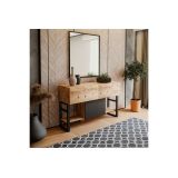 Buffet Diseño Moderno Natural-Negro con 4 Puertas - 139x43x83.5cm - Elegante Almacenamiento para Comedor