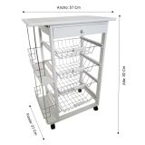 Carro Verdulero de Cocina con Botellero Lateral Blanco Oporto 57x37x82