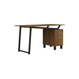 Mesa de Despacho con Cajones, Melamina Nogal - Negro, 140x60x76cm - Organización y Estilo para tu Oficina.