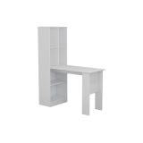 Mesa de Oficina con Librería-Escritorio en Melamina Color Blanco, 120x50x150cm - Diseño Versátil y Funcional