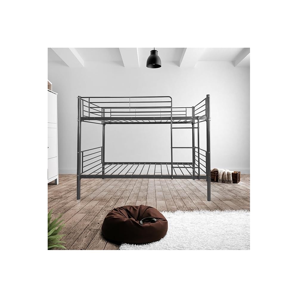 Litera Metálica Reforzada para Dos personas, Acabado en Gris, Medidas: 200 cm (Lar) x 97 cm (Fon) x 161 cm (Al)