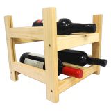 Botellero de Madera de Pino apilable en Color Natural para 6 Botellas y con 2 Niveles de Altura.