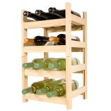 Botellero de Madera de Pino apilable en Color Natural para 12 Botellas y con 4 Niveles de Altura