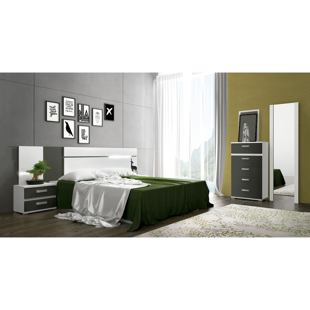 Sinfonier 5 Cajones, Cómoda, Color Blanco y Grafito, Medidas: 60 cm (Largo) x 109,4 cm (Alto) x 39,6 cm de (Fondo) – Meyvaser