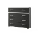 Comoda 4 Cajones, Color Blanco y Grafito, Medidas: 89 cm (Largo) x 89,6 cm (Alto) x 39,6 cm de (Fondo) Meyvaser