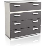 Comoda 4 Cajones, Color Blanco y Grafito, Medidas: 89 cm (Largo) x 89,6 cm (Alto) x 39,6 cm de (Fondo) Meyvaser