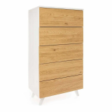 Meyvaser - Sinfonier con 5 Cajones y con Patas, Comoda Cajonera, Color Roble y blanco, 60cm (Anc) x 118,5cm (Al) x 37,8cm (Fon)