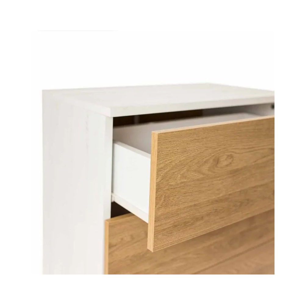 Meyvaser - Sinfonier con 5 Cajones y con Patas, Comoda Cajonera, Color Roble y blanco, 60cm (Anc) x 118,5cm (Al) x 37,8cm (Fon)