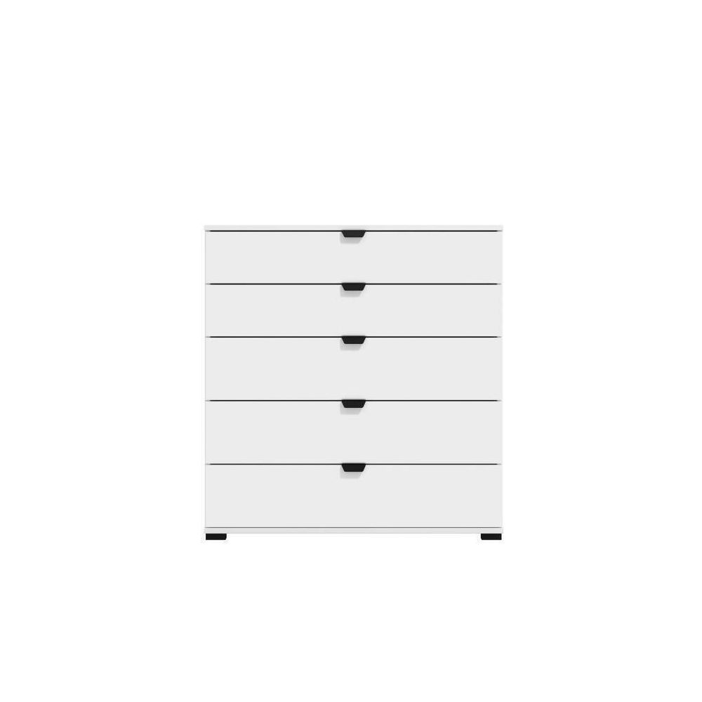 Cómoda de 5 Cajones para Dormitorio en Blanco, Gran Espacio Almacenamiento, Estilo Moderno, 90x40x95 cm
