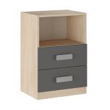 Mesita de noche - Dormitorio o Mesa Auxiliar Salón, Natural y Grafito Veteado, 47.5 x 73 x 39.6 Cm