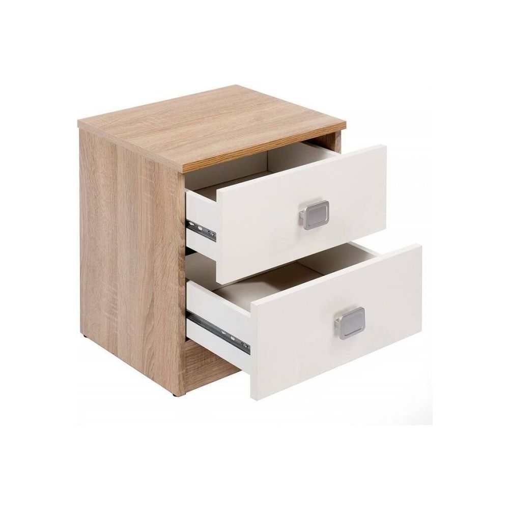 Conjunto dormitorio de Cabecero + 2 mesitas de noche color cambrian y blanco.