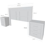 BricoExpo - Pack Cabecero de 160 x 120 cm + 2 Mesitas de Noche |Color Cambria y Blanco (para Cama de 135-140 o 160)