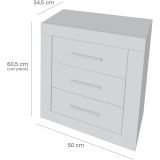 Mesita de Noche, Mesilla de Dormitorio, Color Cambria y Grafito, Medidas: 50 cm (Largo) x 34,6 cm (Fondo) x 60 cm (Alto)
