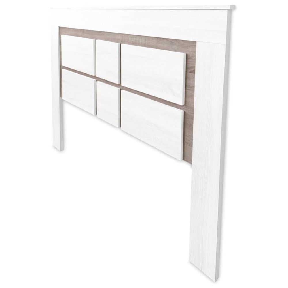 Cabezal para Cama de Matrimonio con patas, Color Pino y Gris, Medidas: 160 cm (Ancho) x 119,3 cm (Alto) x 3,8 cm (Fondo)