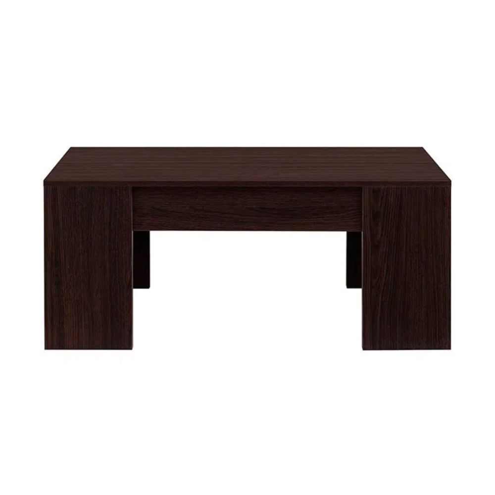 Mesa de Centro Elevable, Mesita de Salón o Comedor, Acabado en Color Wengue, Medidas: 90 cm (An) x 50 cm (Fon) x 46-57 cm (Al)