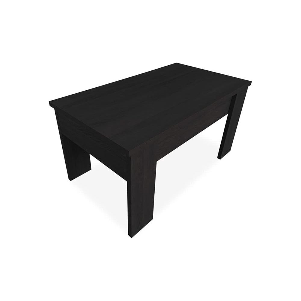 Mesa de Centro Elevable, Mesita de Salón o Comedor, Acabado en Color Wengue, Medidas: 90 cm (An) x 50 cm (Fon) x 46-57 cm (Al)