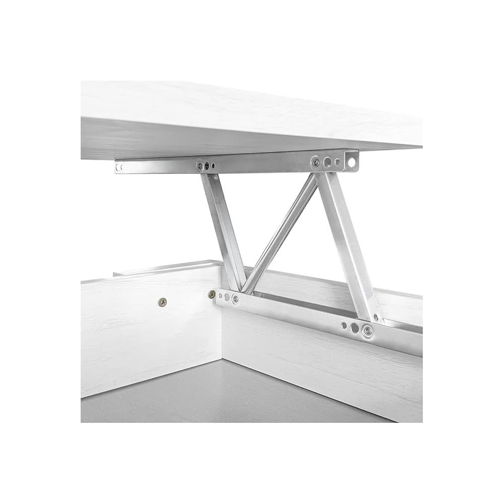 Mesa de Centro Elevable, Mesita de Salón, Acabado en Color Gris Polar, Medidas: 90 cm (An) x 50 cm (Fo) x 46-57 cm (Al)