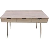 Mesa Escritorio Roble con 3 Cajones y Patas Estilo Escandinavo – Compacta y Funcional, 110x50x75 cm