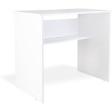 Mesa de Escritorio, Acabada en Blanco, Mesa para Pc con balda interior, Medidas: 90 cm (Ancho) x 49,5 cm (Fondo) x 77 cm (Alto)