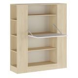 Estantería con Escritorio, Mesa de Ordenador, Acabado en Cambrian y Blanco, Medidas: 119,6 cm (Largo) x 139,6 cm (Alto) x 34,