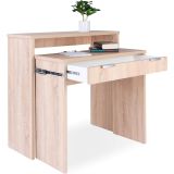 Mesa Escritorio Extensible, Consola Extensible, Color Cambria, Medidas: 90 cm (Largo) x 33-63,4 cm (Ancho) x 87,5 cm (Alto)