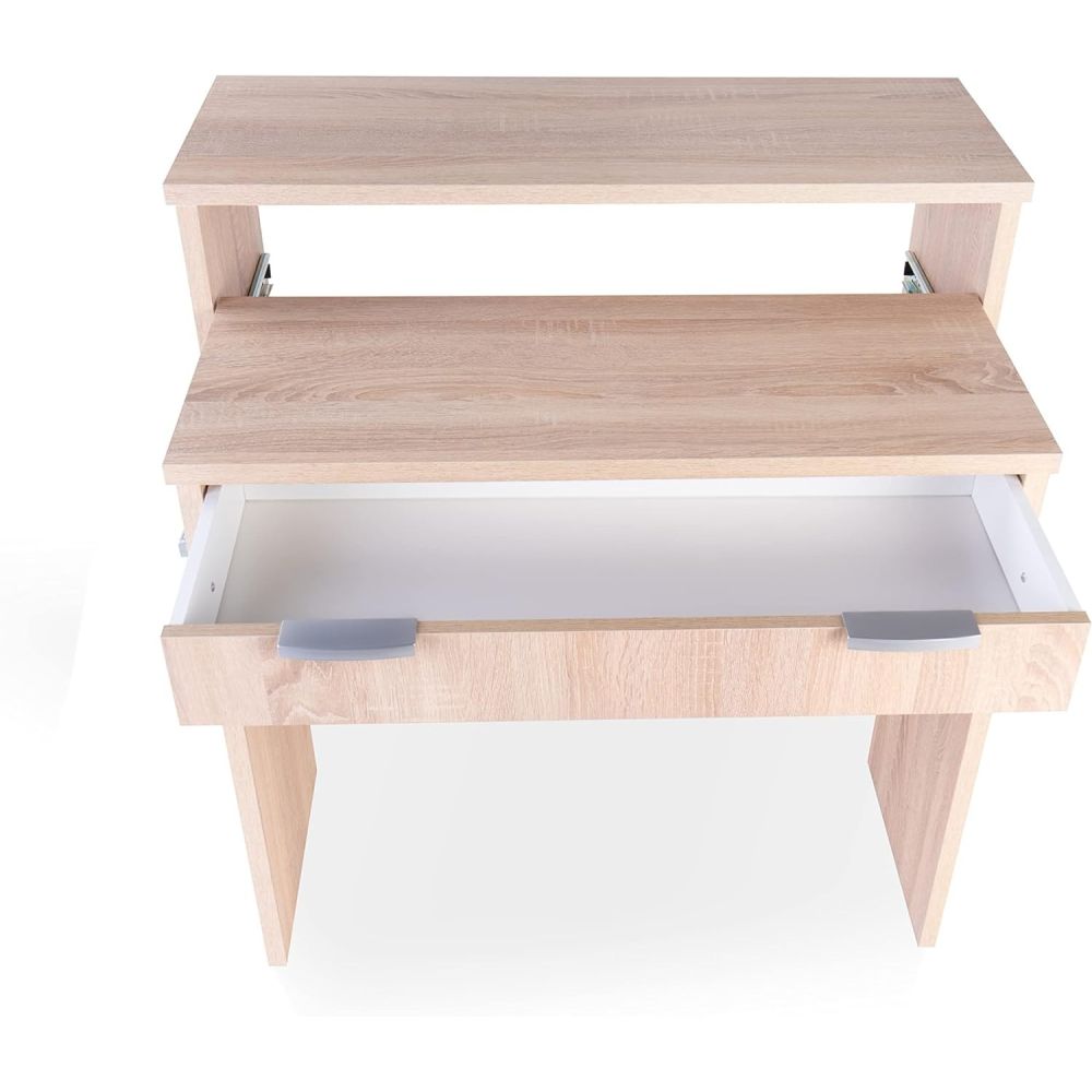 Mesa Escritorio Extensible, Consola Extensible, Color Cambria, Medidas: 90 cm (Largo) x 33-63,4 cm (Ancho) x 87,5 cm (Alto)