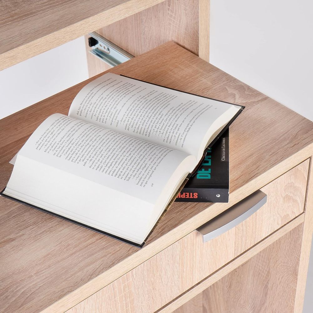 Mesa Escritorio Extensible, Consola Extensible, Color Cambria, Medidas: 90 cm (Largo) x 33-63,4 cm (Ancho) x 87,5 cm (Alto)