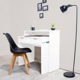 Mesa Escritorio Extensible, Consola Extensible,Color Blanco, Medidas: 90 cm (Largo) x 33-63,4 cm (Ancho) x 87,5 cm (Alto)