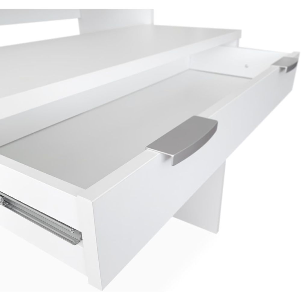 Mesa Escritorio Extensible, Consola Extensible,Color Blanco, Medidas: 90 cm (Largo) x 33-63,4 cm (Ancho) x 87,5 cm (Alto)