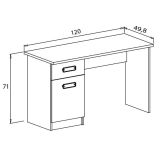 Mesa de Estudio, Escritorio con 2 Cajones, Mesa de Ordenador, Acabado en Color Blanco y Cambrian 70.8 x 120 x 49.8 cm
