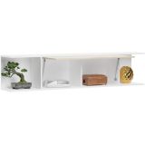 Mueble de TV de Diseño Nórdico + Modulo Alto,2 Estantes y 2 Puertas,Cambrian-Blanco, 49cm(Al) x 180cm (An) x 40cm (Fon)