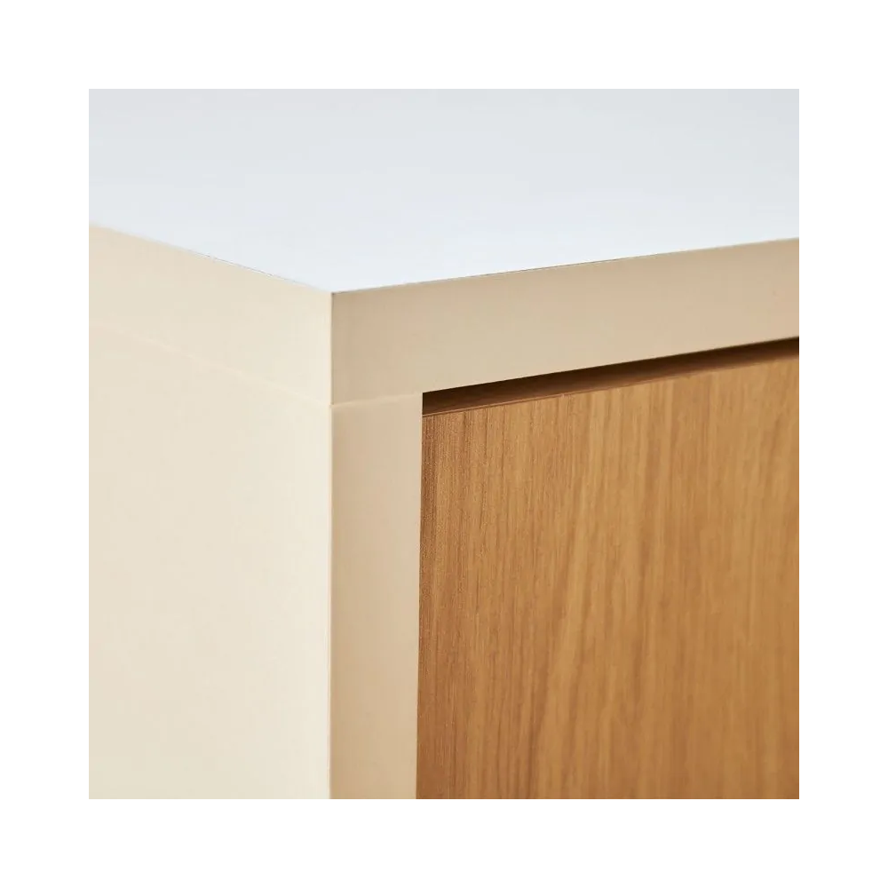 Meyvaser Aparador, Buffet, Salón Comedor 3 Puertas, Armario Auxiliar Color Blanco y Roble, Medidas: 138 cm x 70 x 39,5
