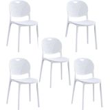 Pack 5 Sillas Cocina Color Blanco de plastico Polipropileno, Silla de Comedor Medidas: 40 cm (Anc) x 55 cm (Lar) x 80 cm (Al)