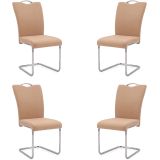 Pack de 4 Sillas Elegantes en Tejido Beige – Sillas para Comedor y Salón, Dimensiones: 44 x 61 x 98 cm.