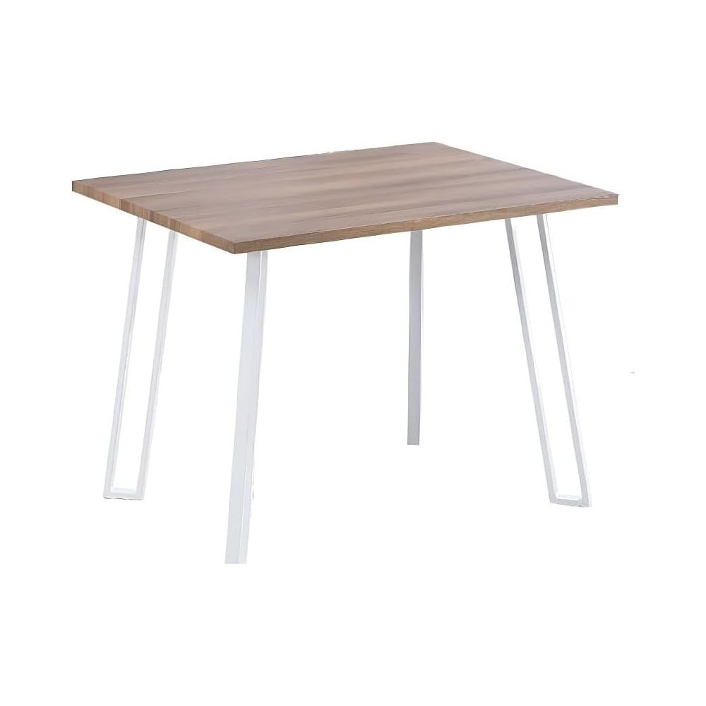 Conjunto Mesa y Sillas Comedor/Cocina: Mesa madera y Patas Metálicas Blancas (76x100x70 Cm) + 5 Sillas (80x40x55 Cm )