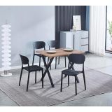 Conjunto Mesa y Sillas Comedor/Cocina: Mesa madera y Patas Metálicas En Negro (76x100x70 Cm) + 5 Sillas (80x40x55 Cm)
