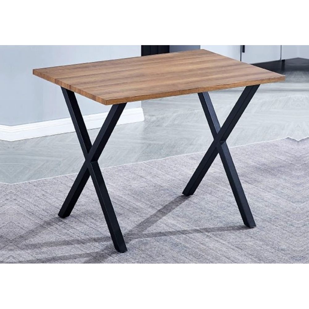 Conjunto Mesa y Sillas Comedor/Cocina: Mesa madera y Patas Metálicas En Negro (76x100x70 Cm) + 5 Sillas (80x40x55 Cm)