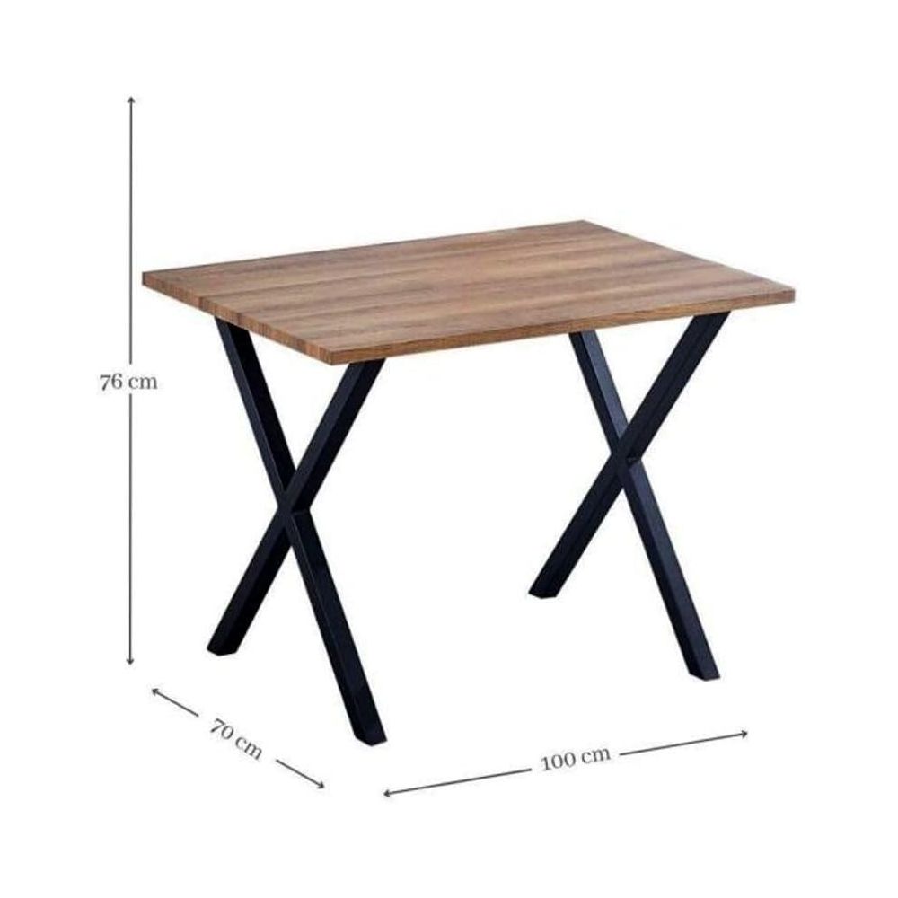 Conjunto Mesa y Sillas Comedor/Cocina: Mesa madera y Patas Metálicas En Negro (76x100x70 Cm) + 5 Sillas (80x40x55 Cm)