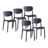 Conjunto Mesa y Sillas Comedor/Cocina: Mesa madera y Patas Metálicas En Negro (76x100x70 Cm) + 5 Sillas (80x40x55 Cm)