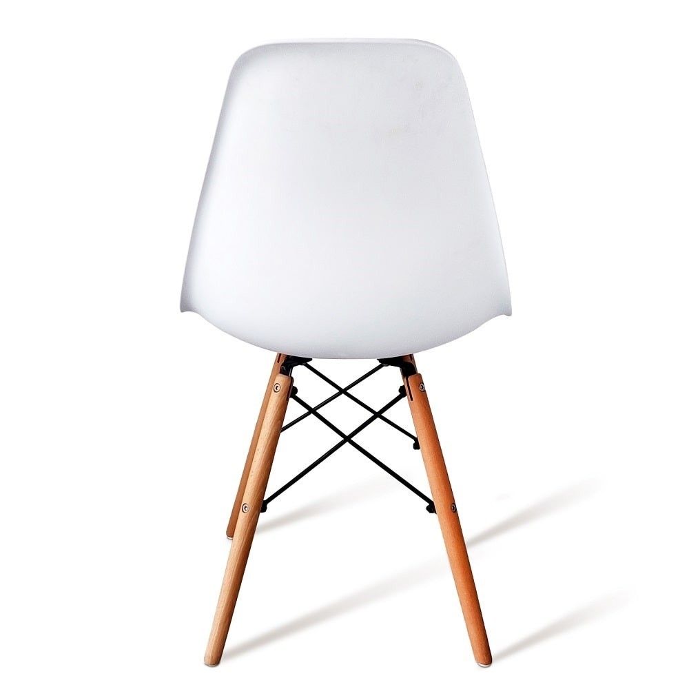 Conjunto Mesa y Sillas Nórdicas: Mesa Blanca (80x80x76 cm) + 4 Sillas con Patas de Madera Haya (46,5 x 48 x 82 cm)