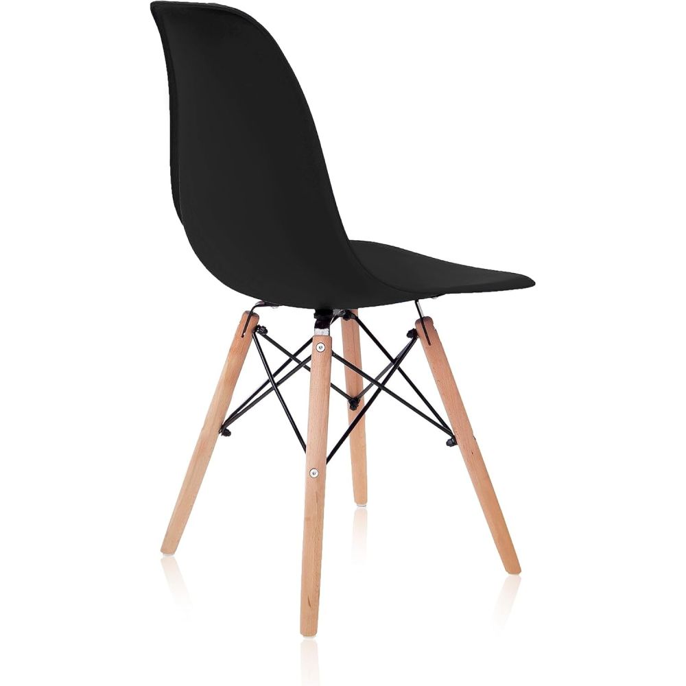 Conjunto Mesa y Sillas Nórdicas: Mesa Negra (80x80x76 cm) + 4 Sillas con Patas de Madera Haya (46,5 x 48 x 82 cm)